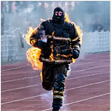 bombero récord guiness correr en llamas